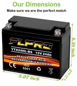 YTX24HL-BS Battery for 1980-1996 Harley Road King Road Street Electra Glide