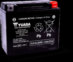 Yuasa YTX20HL-PW Maintenance Free AGM 12-Volt Battery