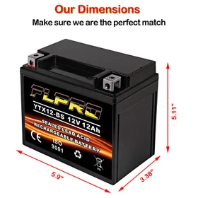 YTX12-BS GEL Battery Replaces Honda TRX250 TE, FourTrax Recon 2018